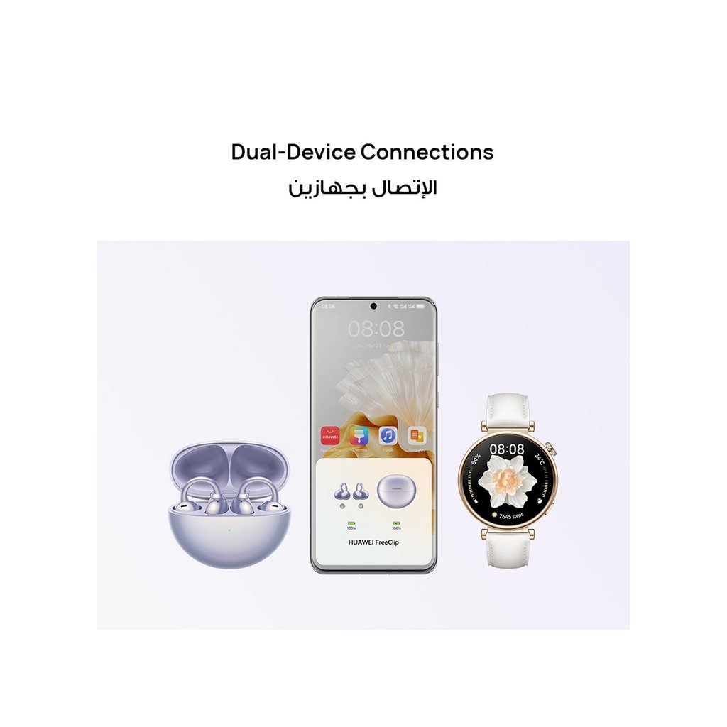 HUAWEI FreeClip Open-Ear True Wireless Bluetooth Earbuds – Futuristic Design, Long Battery, AI Calls – Purple - Image 9