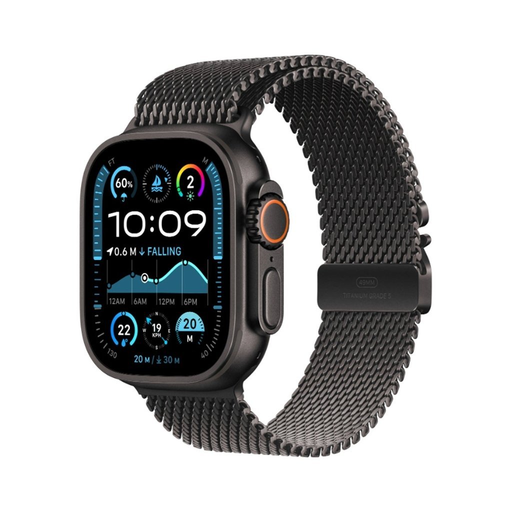 Apple Watch Ultra 2 (2024) – GPS + Cellular, 49mm Black Titanium Case with Black Titanium Milanese Loop (Small)