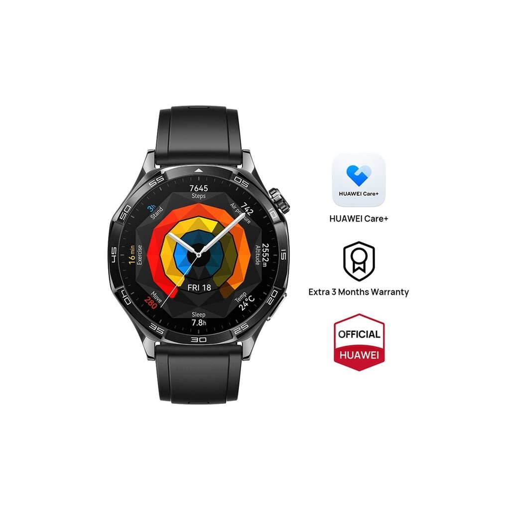 Huawei GT 5 46mm Smartwatch – AMOLED Display, 14-Day Battery, Health Tracking, Running & Cycling GPS, Black