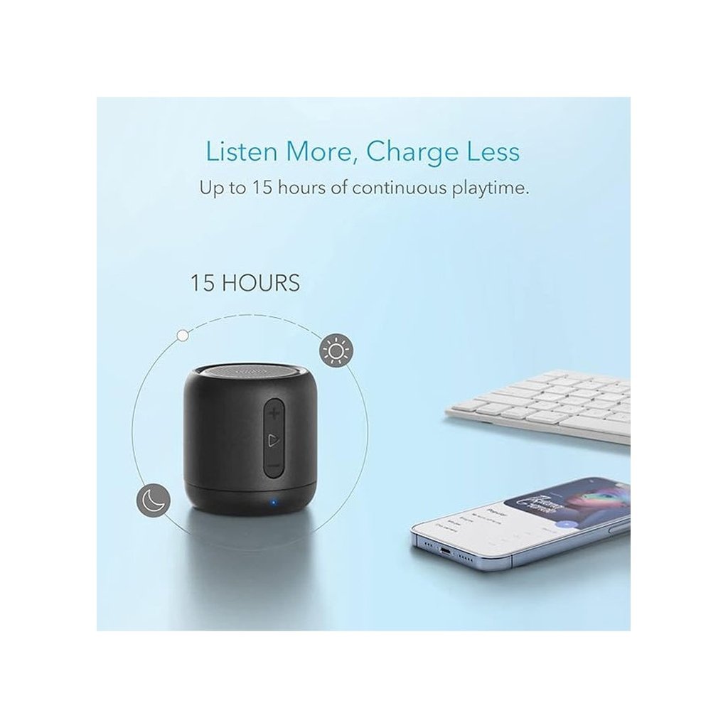 Soundcore Mini Super-Portable Bluetooth Speaker โ 15H Playtime, Enhanced Bass, Noise-Cancelling Mic, AUX & microSD Support (Black) - Image 3