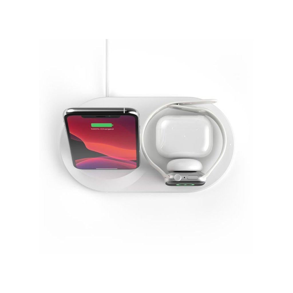 BoostCharge Pro 3-in-1 Wireless Charger – Qi Certified Fast Wireless Charging Dock for iPhone, Apple Watch & AirPods (White) - Image 5