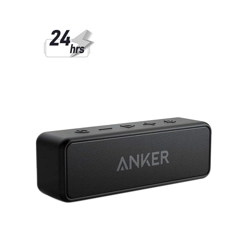 Soundcore 2 Portable Bluetooth Speaker – 12W Stereo Sound, BassUp, IPX7 Waterproof, 24H Playtime & Wireless Stereo Pairing (Black)