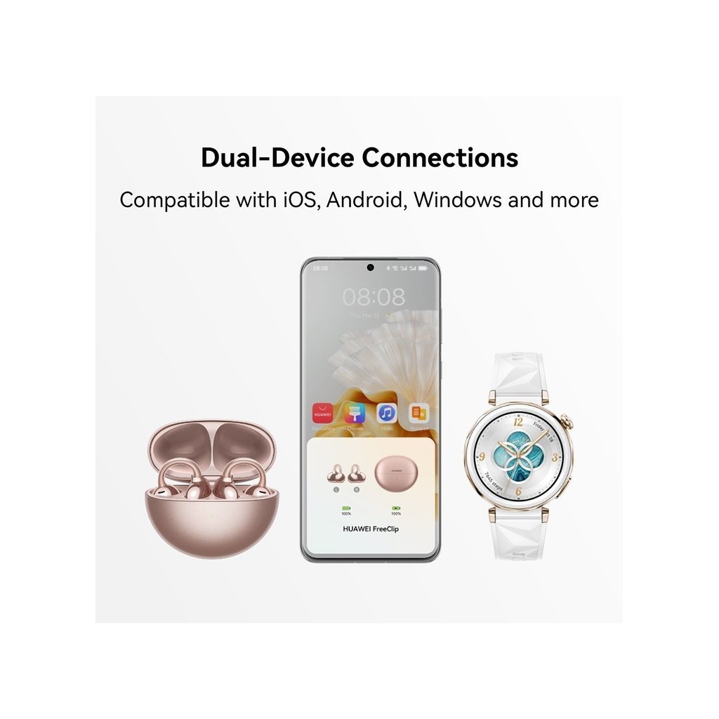 HUAWEI FreeClip Open-Ear True Wireless Earbuds – AI Calls, 36H Battery, Dual-Device Pairing, IP54 – Rose Gold - Image 6